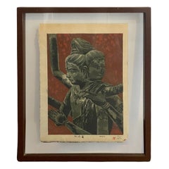 Shiro Kasamatsu Signierter japanischer Holzschnitt-Druck Dreibeiniger Ashura- Tempel der Gottheit