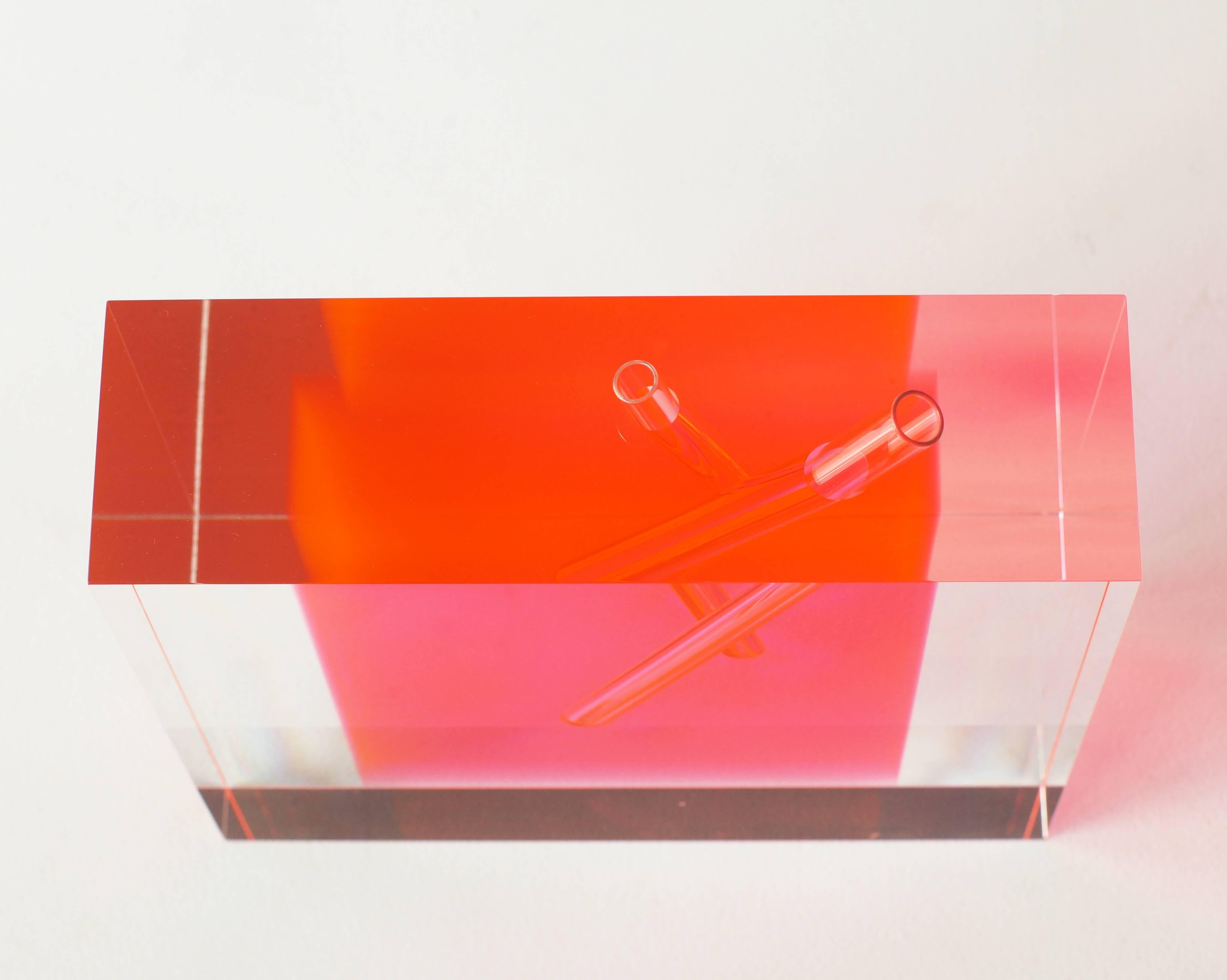 Post-Modern Shiro Kuramata Acrylic Pink Vase, Large Japanese Postmodern