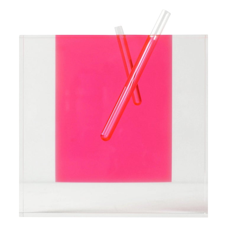 Shiro Kuramata Acrylic Pink Vase Large Japanese Postmodern For