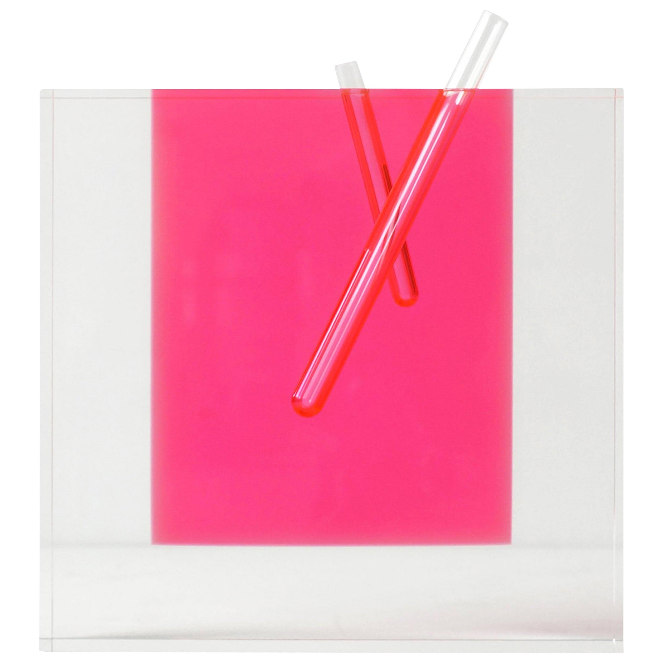 Shiro Kuramata Acrylic Pink Vase, Large Japanese Postmodern