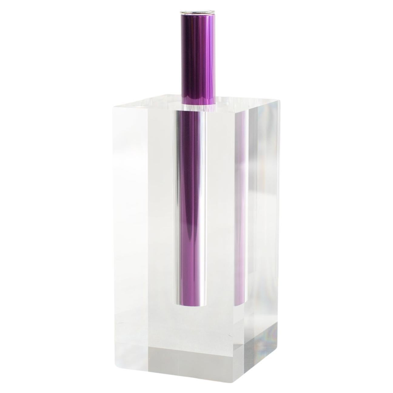 Florero Shiro Kuramata acrílico violeta estilo minimalista japonés