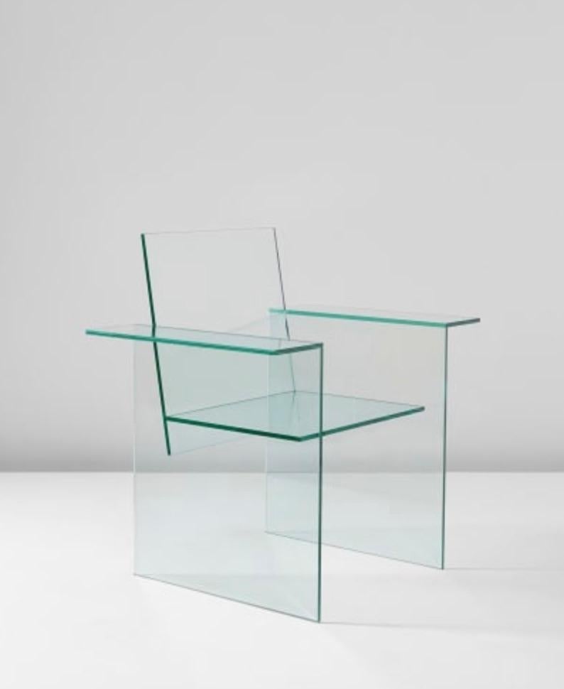 Shiro Kuramata [Japanese, 1934-1991]
Glass chair, 1976
Glass
Measures: 34.75 x 35.5 x 23.75 inches
88 x 90 x 60 cm

Born in Tokyo in 1934, Kuramata grew up during World War II and the American Occupation of Japan. He studied at Tokyo