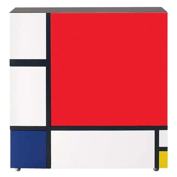 Shiro Kuramata Homage to Mondrian Red and Blue Cabinet for Cappellini ...
