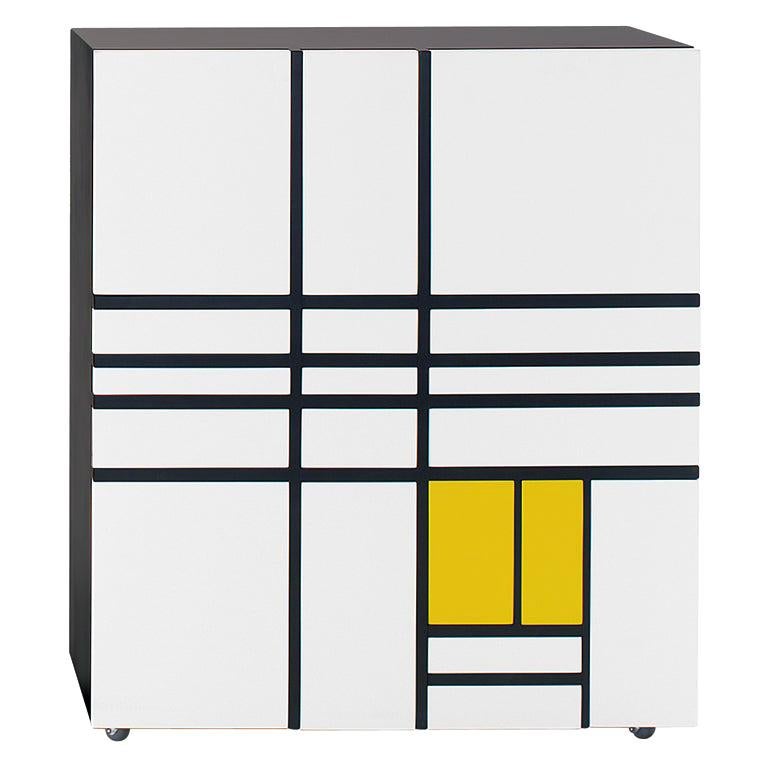 Shiro Kuramata Homage to Mondrian White and Yellow Cabinet for Cappellini