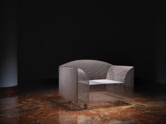 Shiro Kuramata 'How High the Moon' Lounge Chair in Nickel-Plated Steel Mesh
