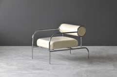 Shiro Kuramata "Sofa with Arms" Lounge Chair, Steel, Leather, Cappellini, 1990s