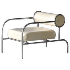 Shiro Kuramata "Sofa with Arms" Lounge Chair, Steel, Leather, Cappellini, 1990s