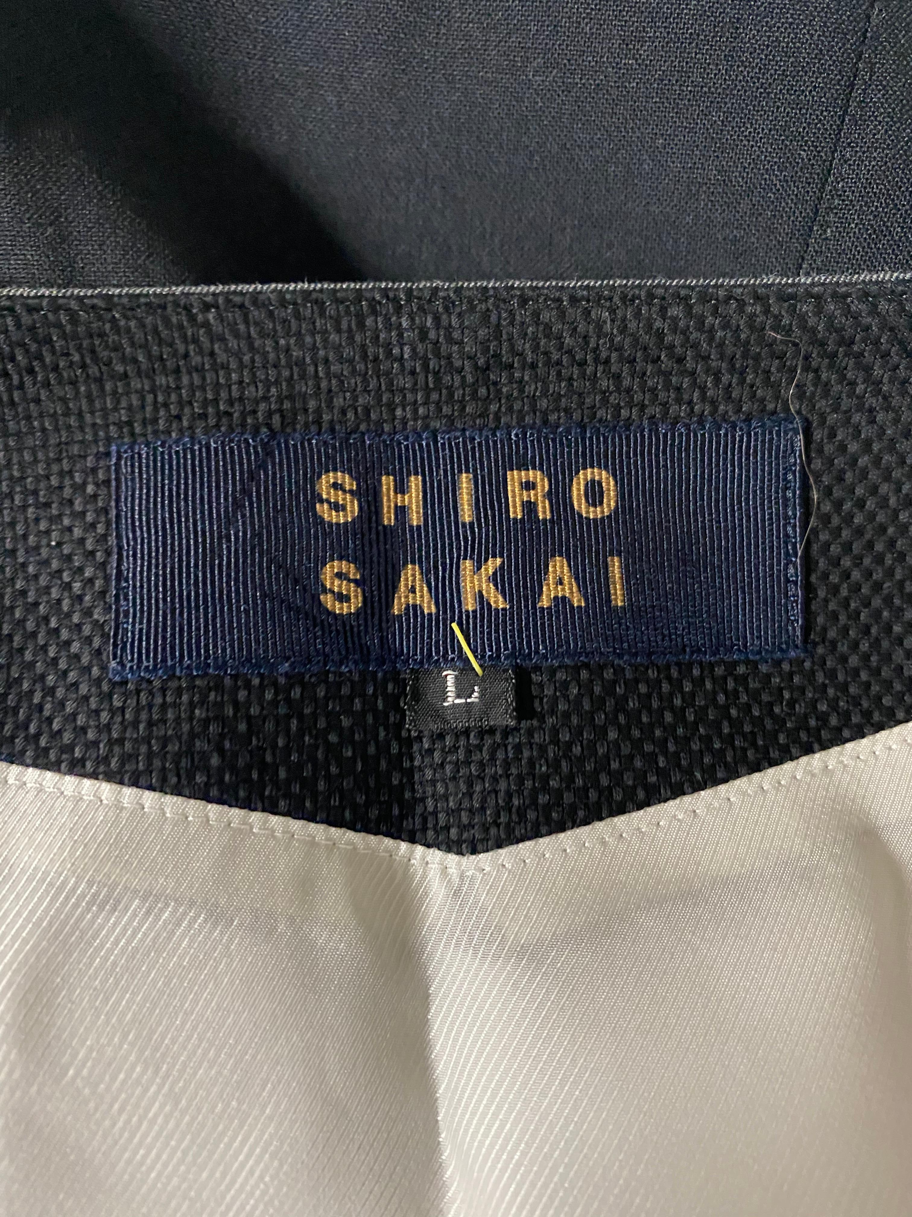 Shiro Sakai Black Sleeveless Button Down Mini Dress Size L For Sale 3