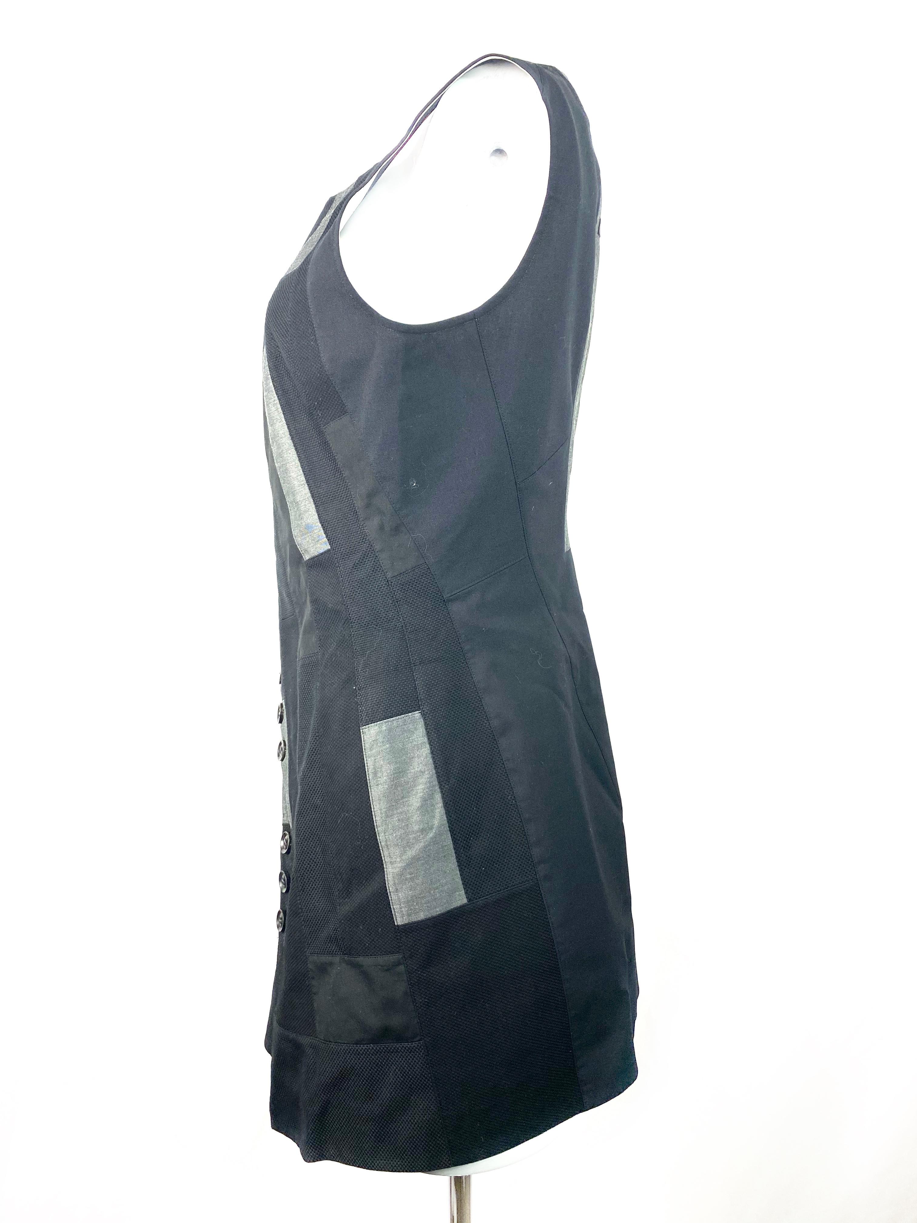 Women's or Men's Shiro Sakai Black Sleeveless Button Down Mini Dress Size L For Sale