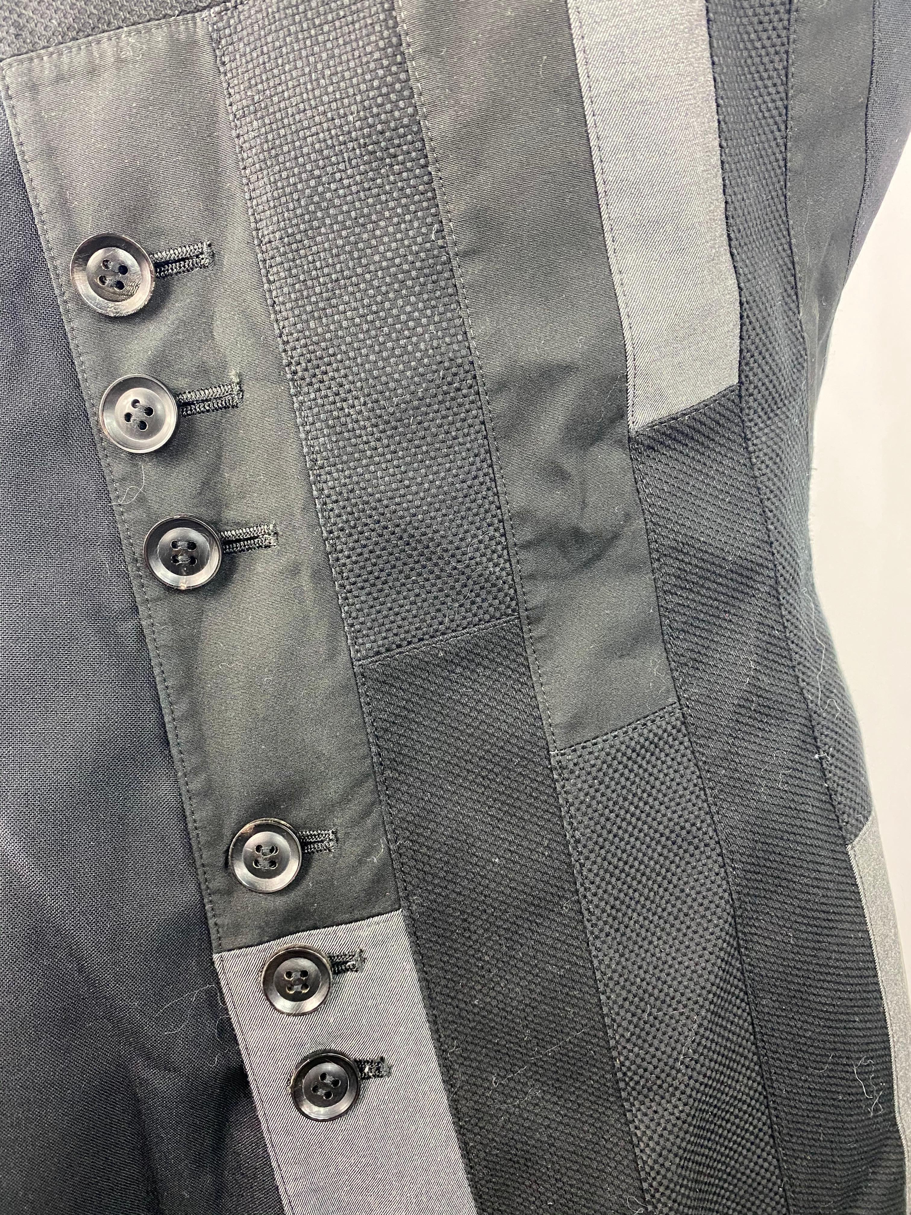 Shiro Sakai Black Sleeveless Button Down Mini Dress Size L For Sale 2