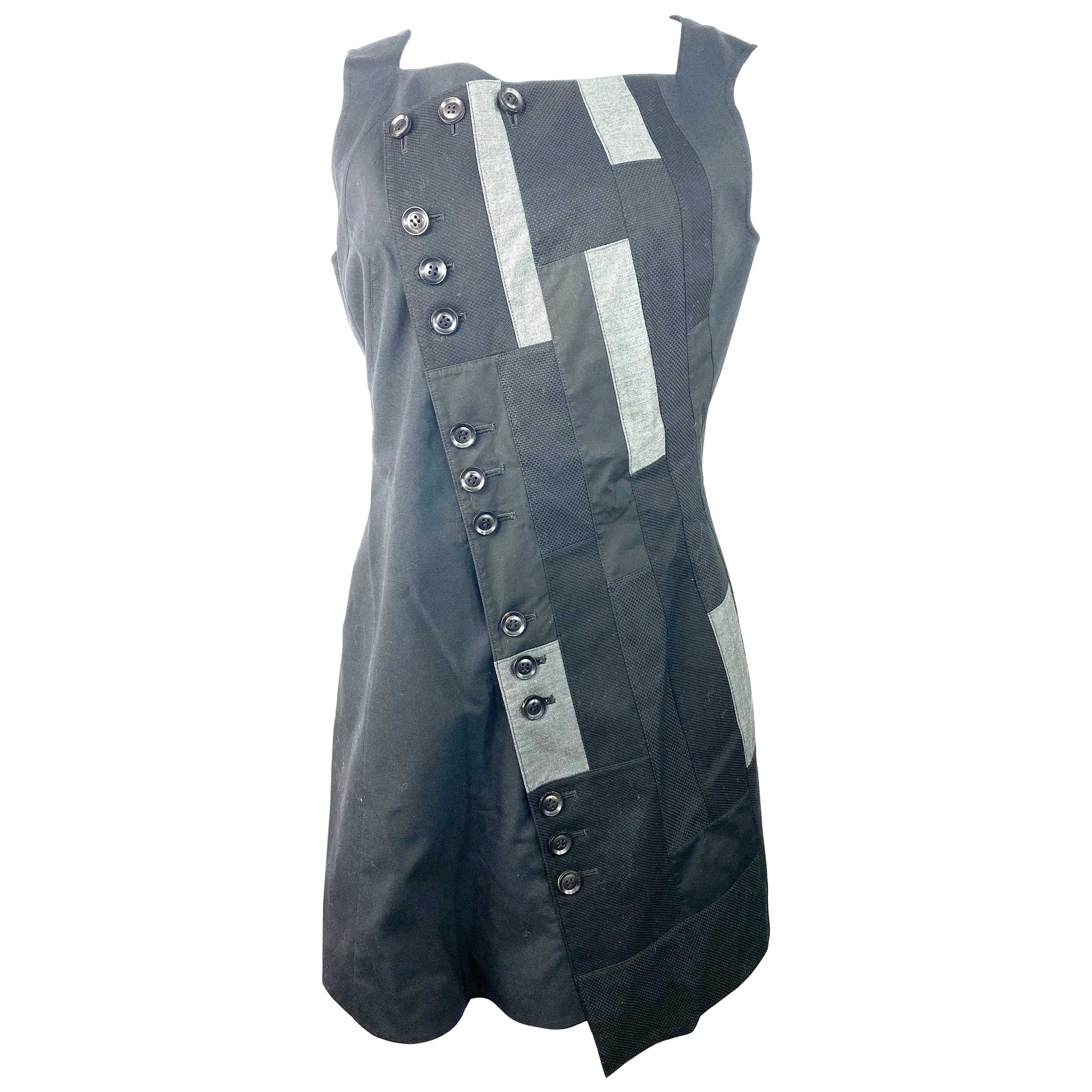 Shiro Sakai Black Sleeveless Button Down Mini Dress Size L