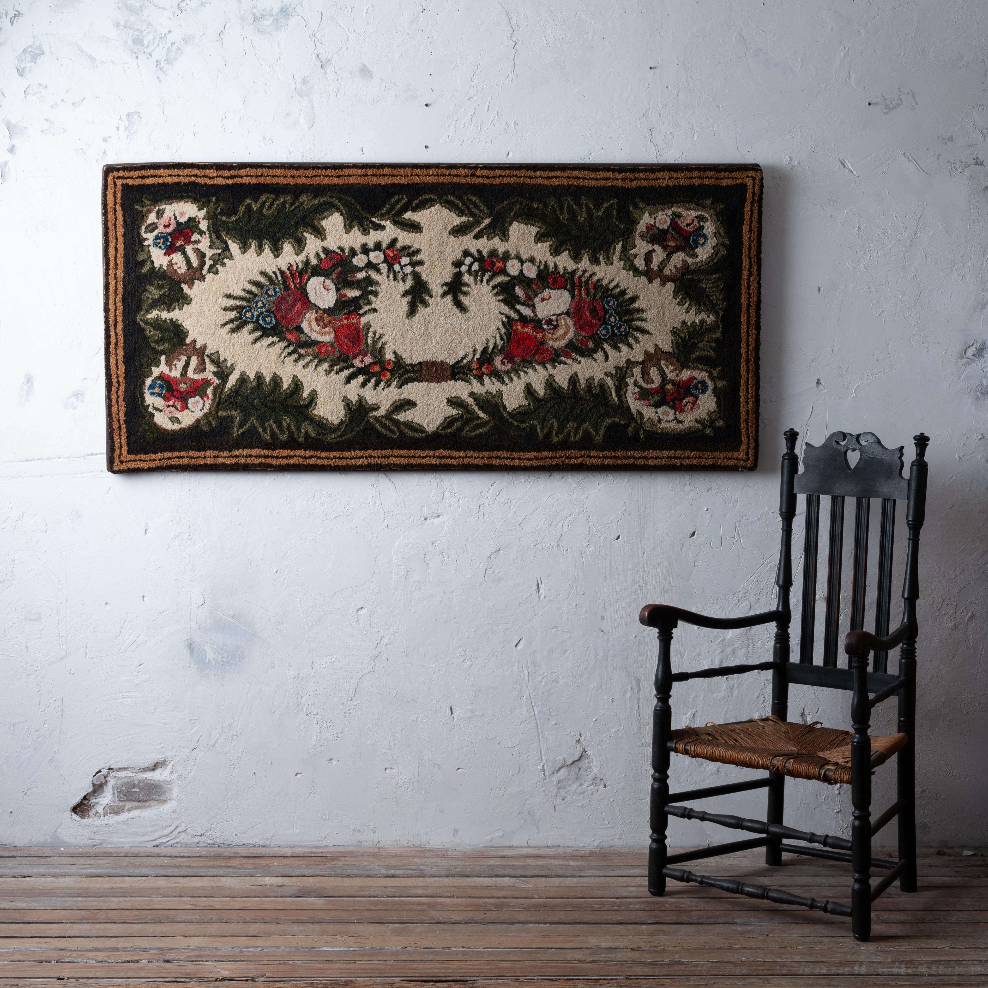 Raschelteppich, um 1850 (Volkskunst) im Angebot