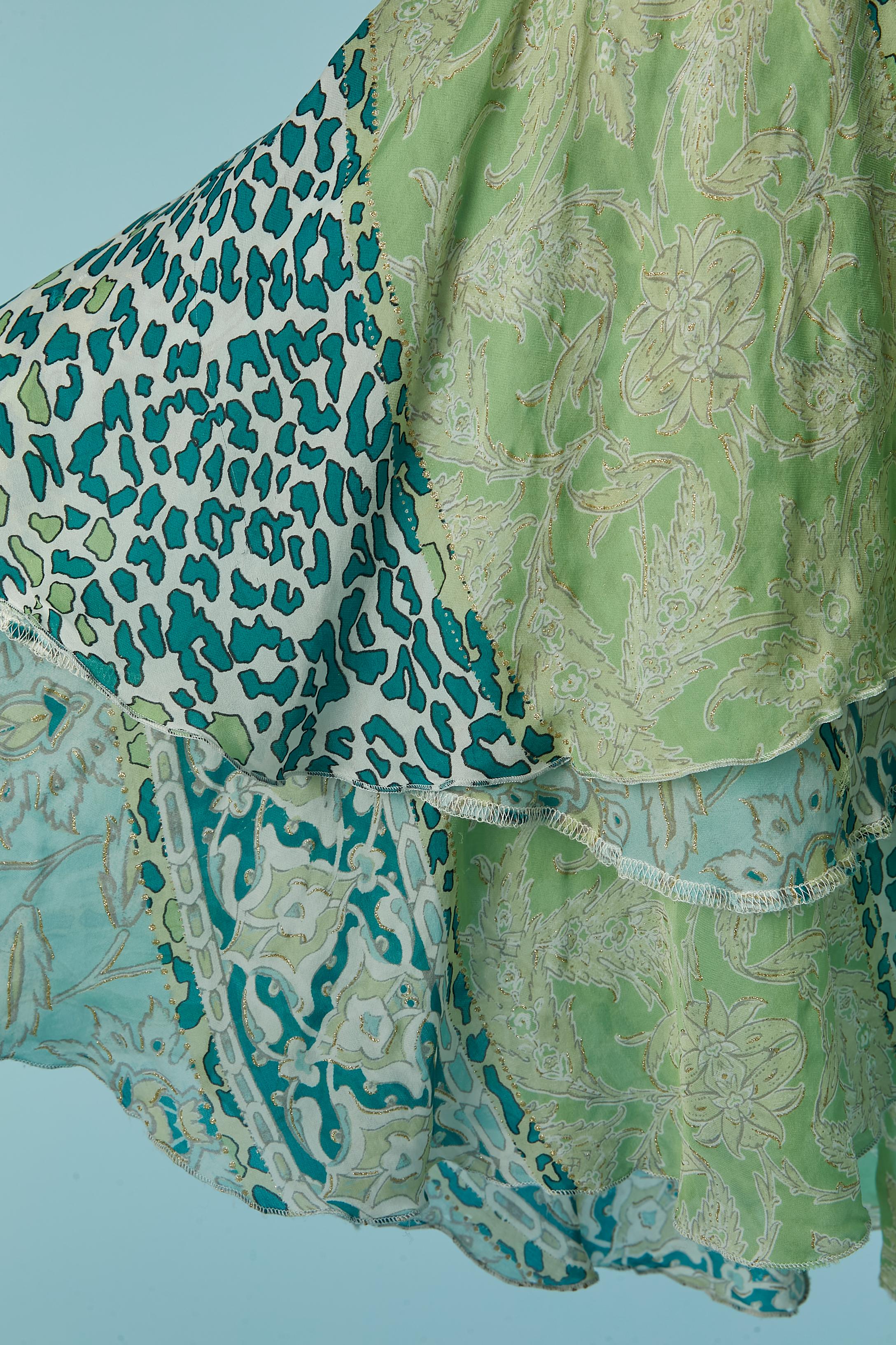Shirt and dress ensemble in printed silk Roberto Cavalli For Sale 5