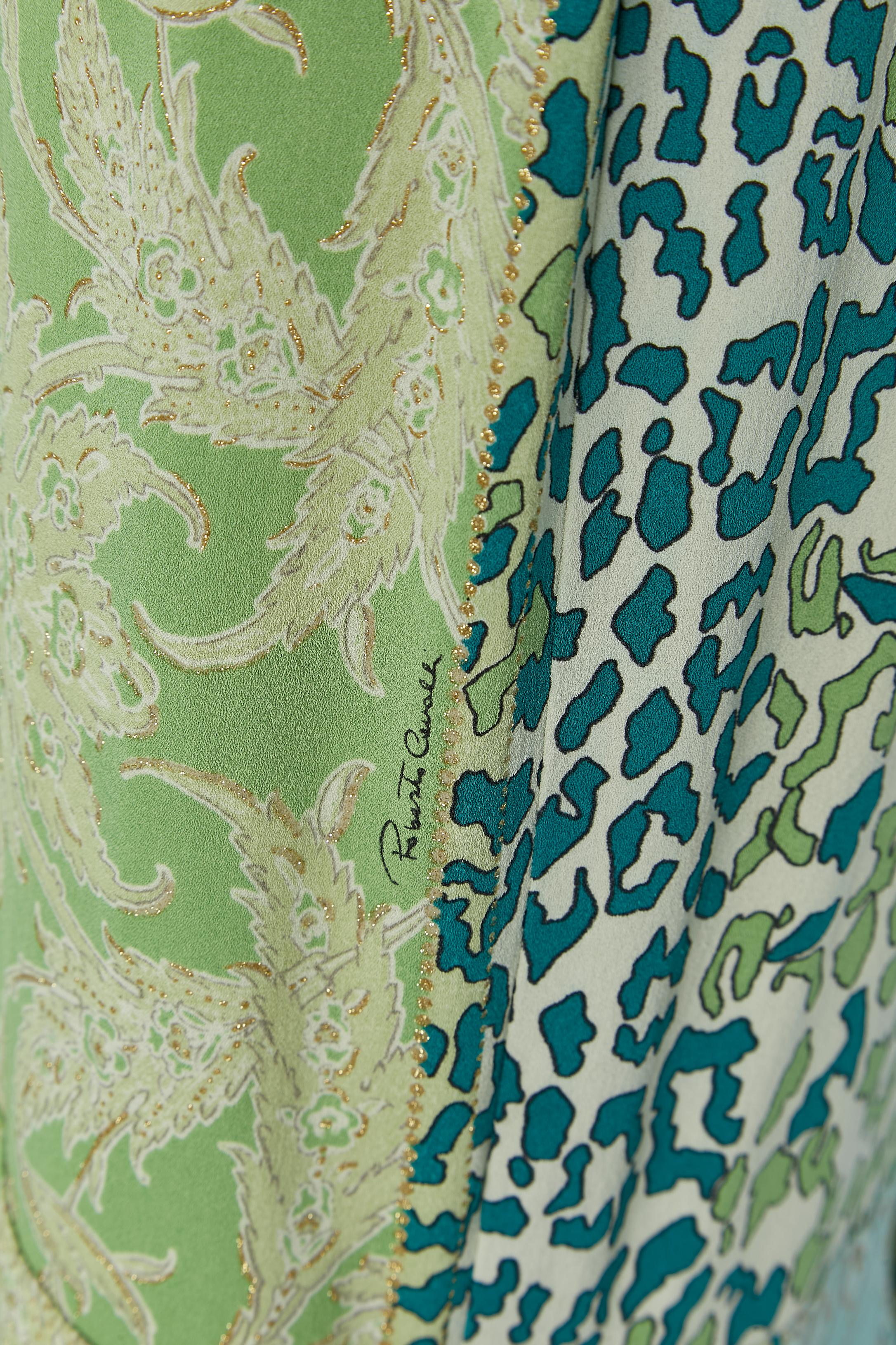 Shirt and dress ensemble in printed silk Roberto Cavalli For Sale 6