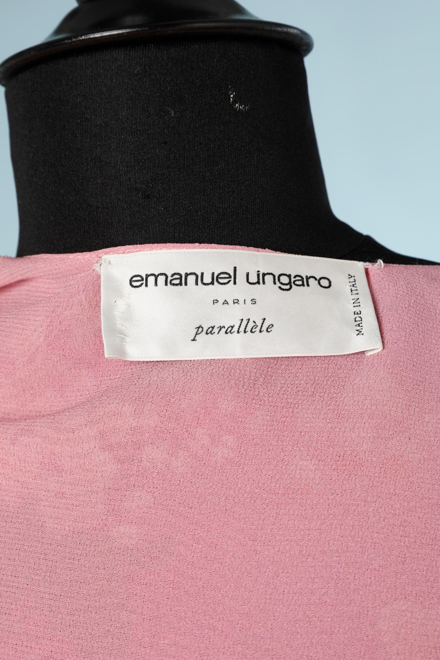 Shirt and skirt ensemble printed crêpe and pink lace Emmanuel Ungaro Parallèle 3