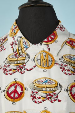 Shirt and swim short ensemble with compass print Moschino Mare Men