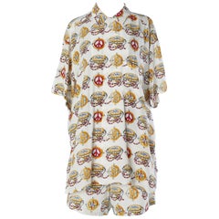 Camicia e pantaloncini da bagno con stampa di bussole Moschino Mare Uomo