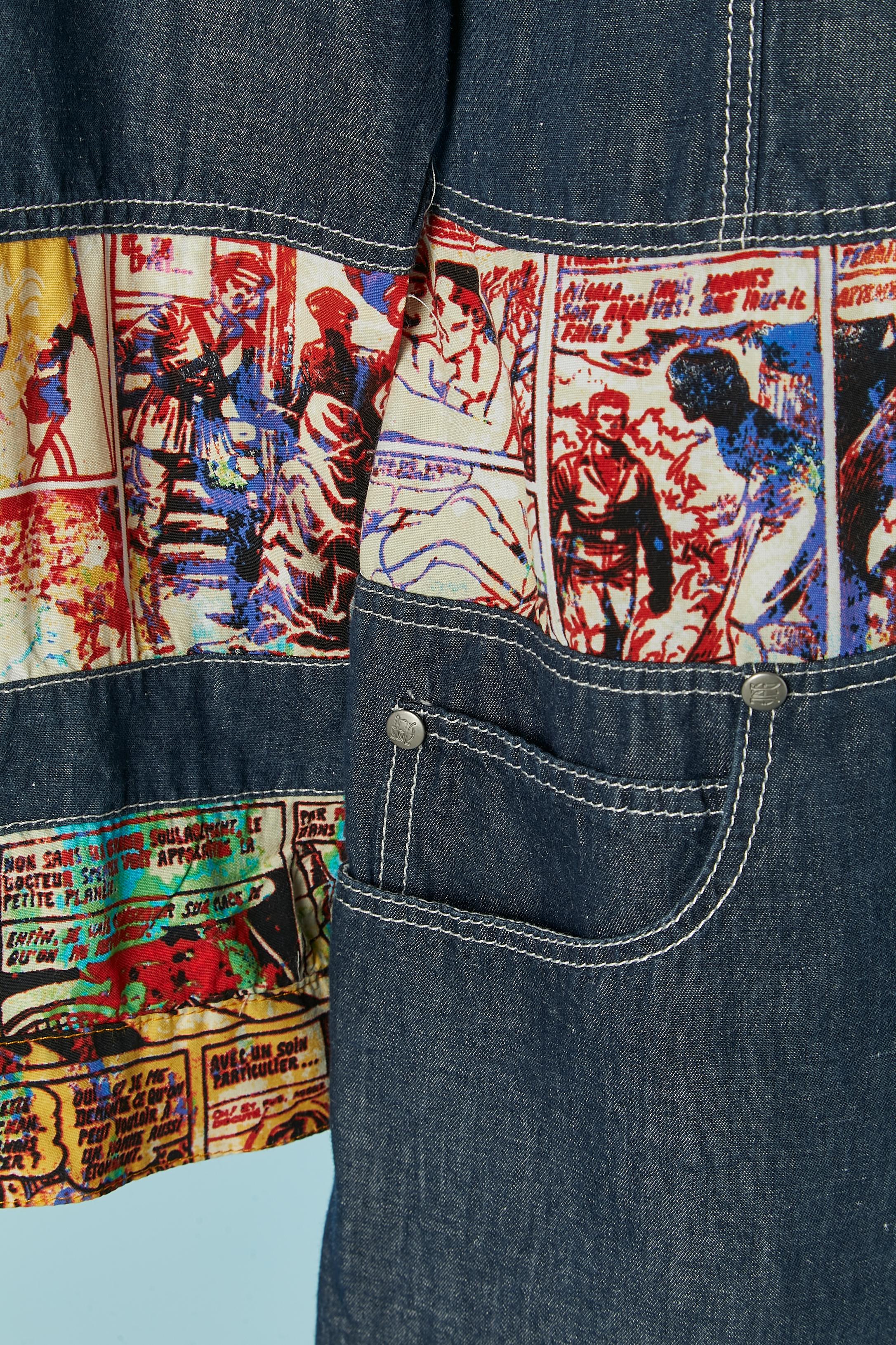Women's Shirt dress made of denim and printed 