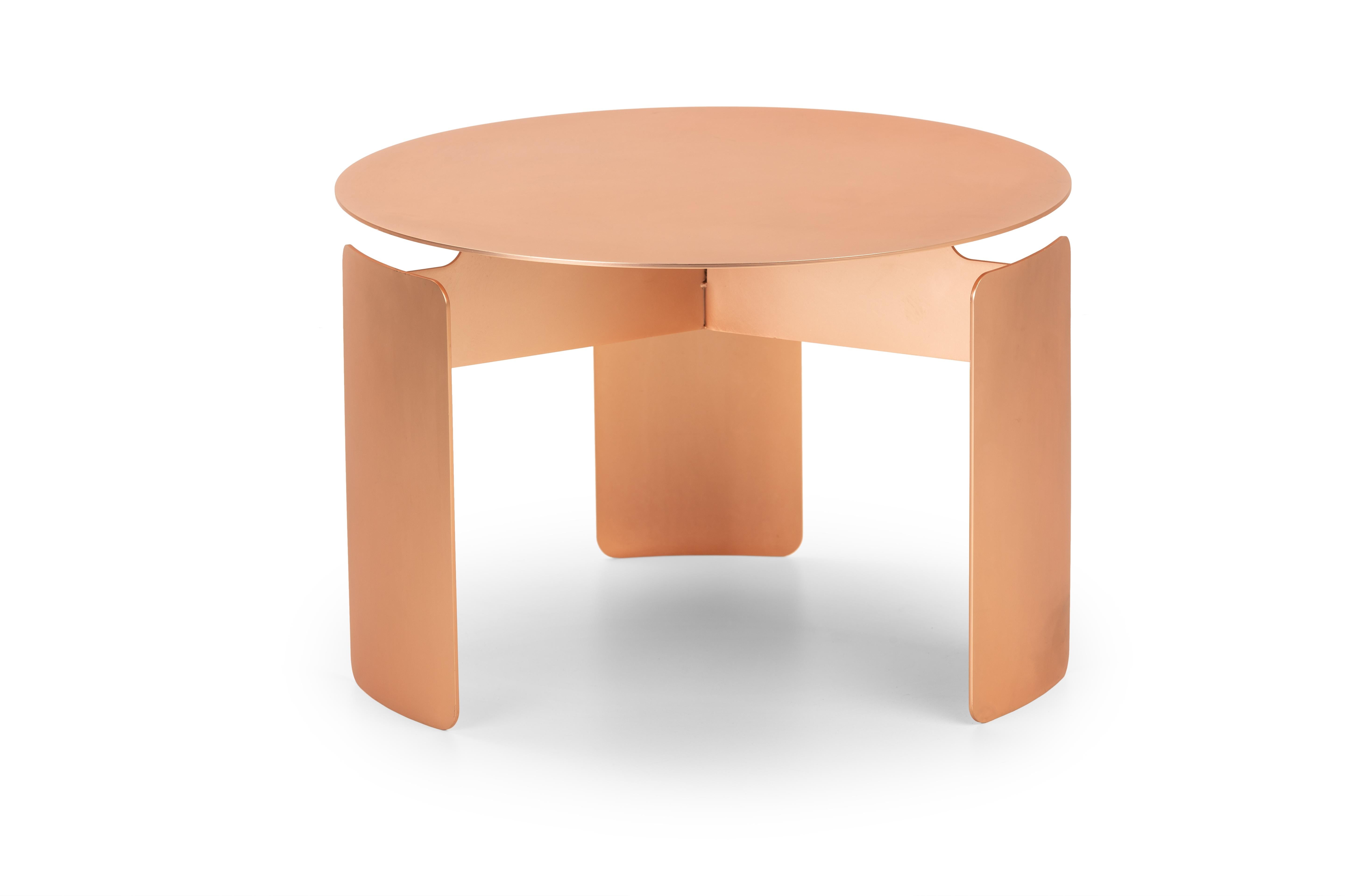Post-Modern Shirudo Pink Gold Finish Side Table by Mingardo For Sale