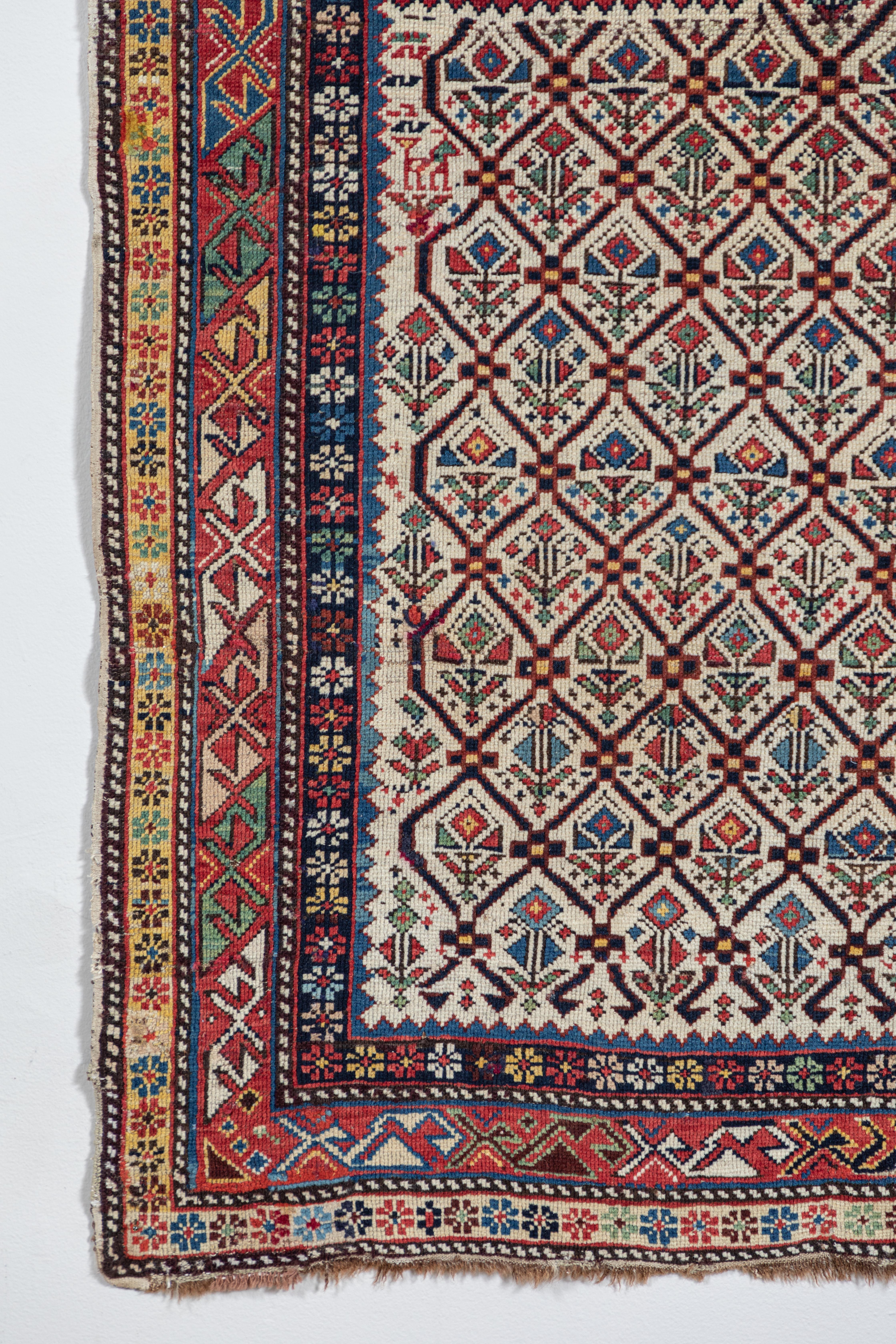 Hand-Woven Shirvan 19th Century Caucasian Rug For Sale