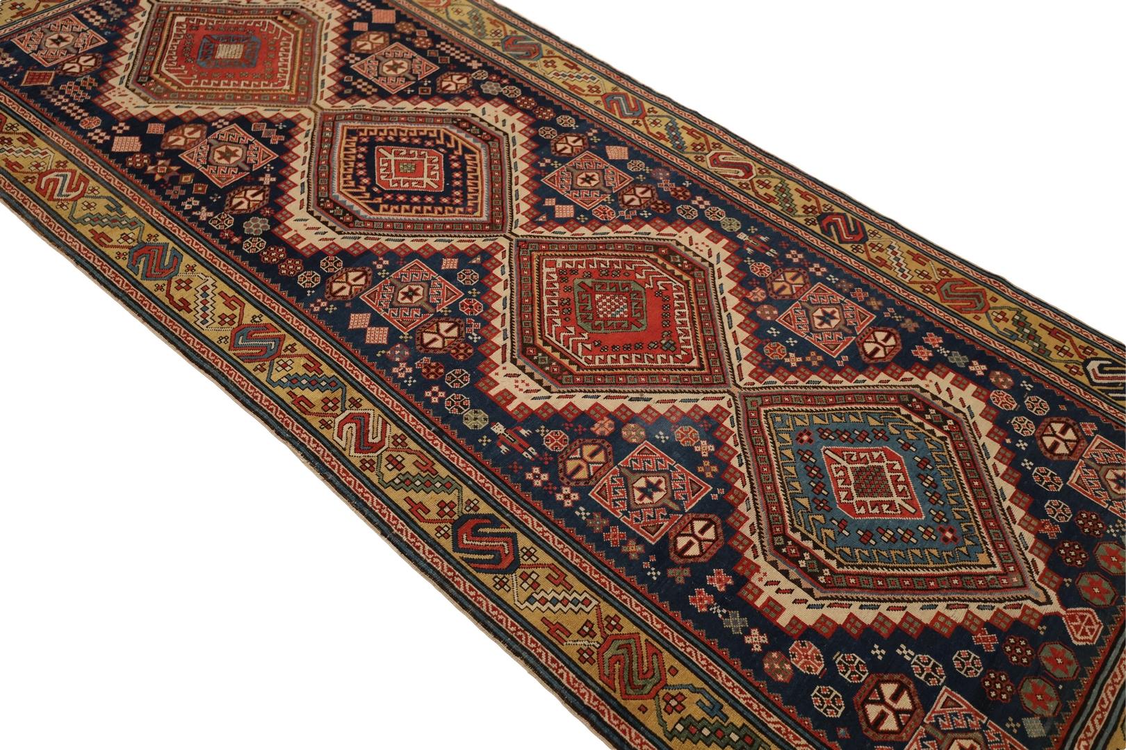 Shirvan Antiker Teppich, marinegelb und elfenbeinfarben - 4'2