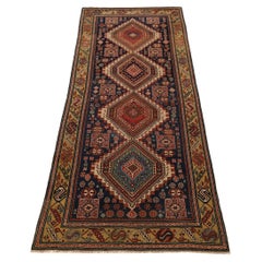 Shirvan Antique Rug, Navy Yellow Ivory - 4'2" x 9'6"