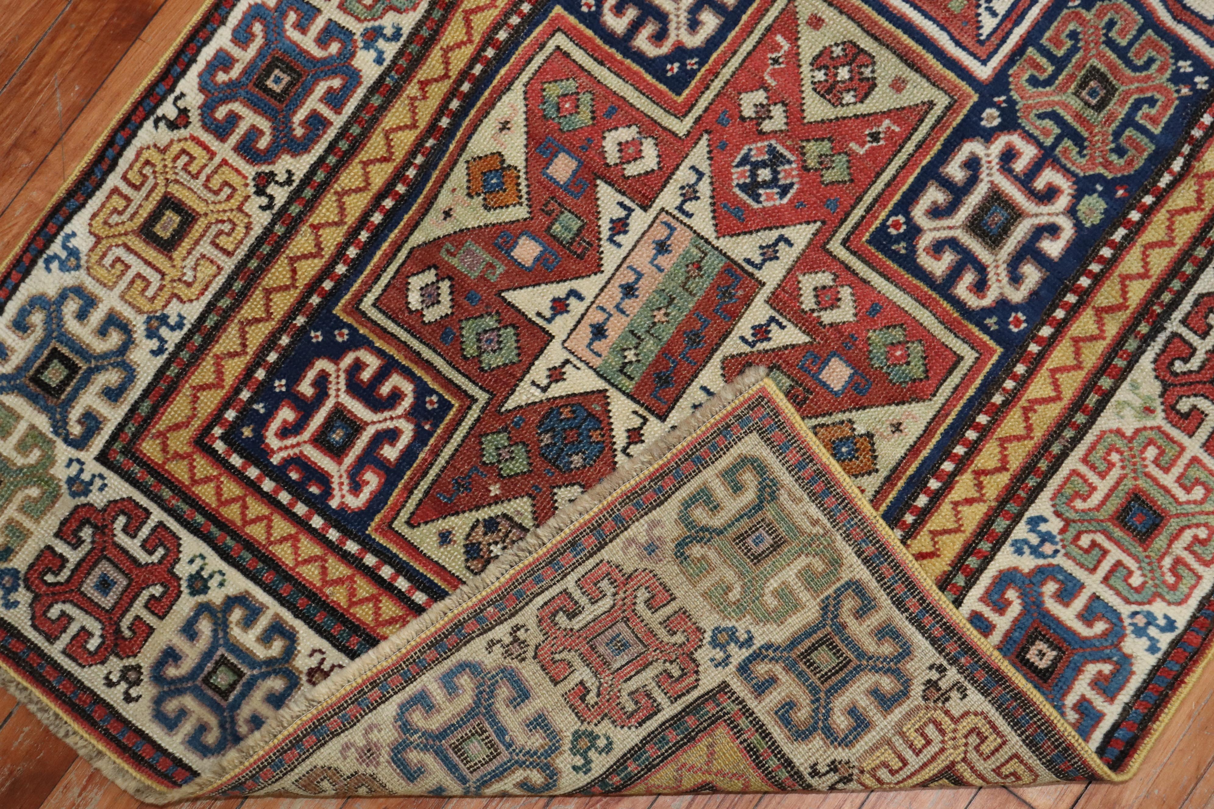 Hand-Knotted Shirvan Caucasian Tribal Runner, Early 20th Century
