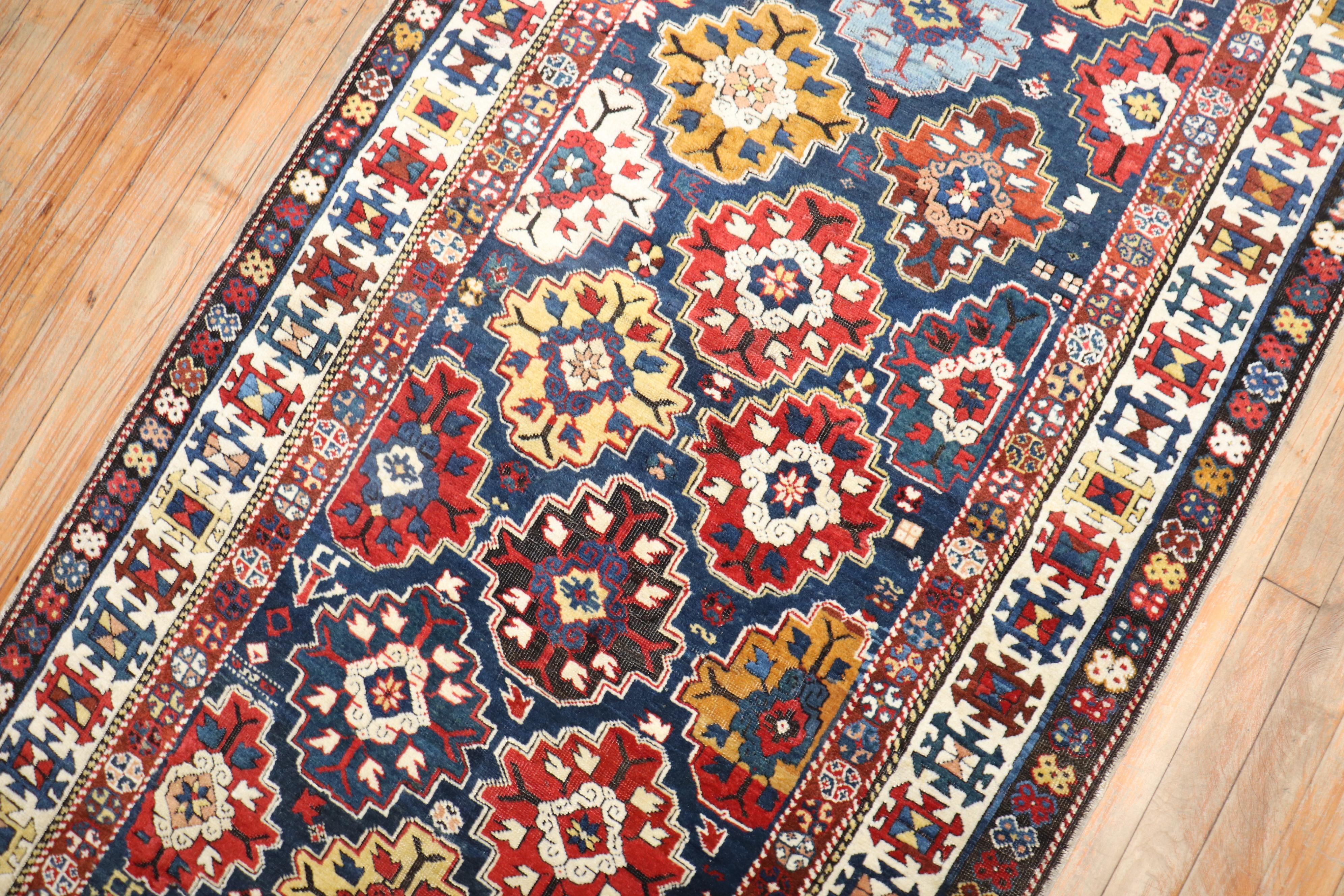 Hand-Knotted Shirvan Caucasian Tribal Runner For Sale