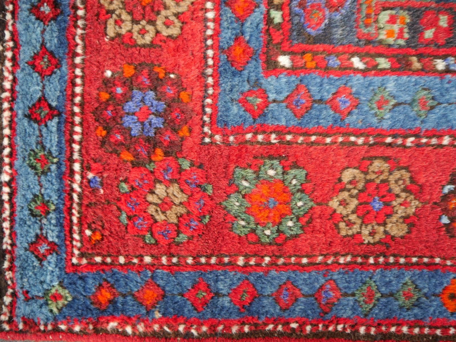 Shirvan Caucasian Vintage Carpet with Vibrant Colors Red Blue Orange Green 1