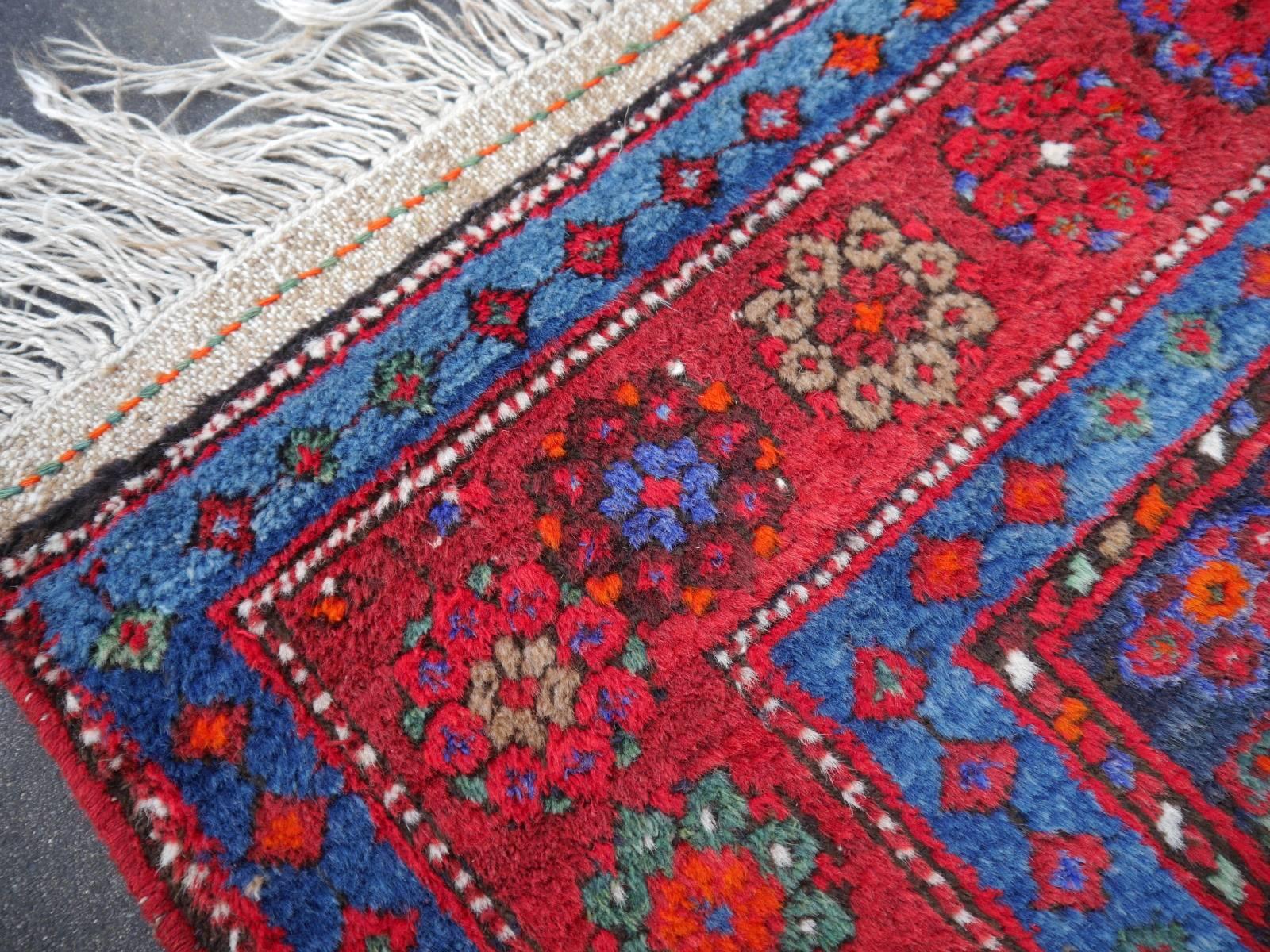 Shirvan Caucasian Vintage Carpet with Vibrant Colors Red Blue Orange Green 2