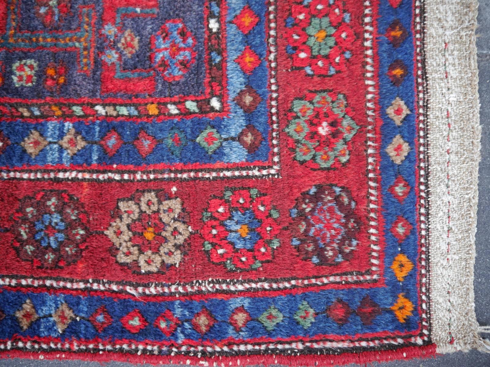 Shirvan Caucasian Vintage Carpet with Vibrant Colors Red Blue Orange Green 4