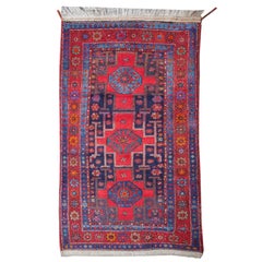 Shirvan Caucasian Vintage Carpet with Vibrant Colors Red Blue Orange Green