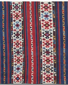 Antique Shirvan Kilim Runner Rug 1940s, Tribal Striped Geometric Wool 340x160cm