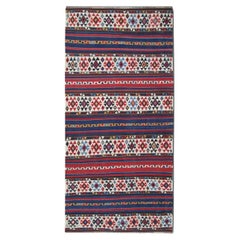 Shirvan Kilim Runner Rug 1940s, Tribal Striped Geometric Wool 340x160cm