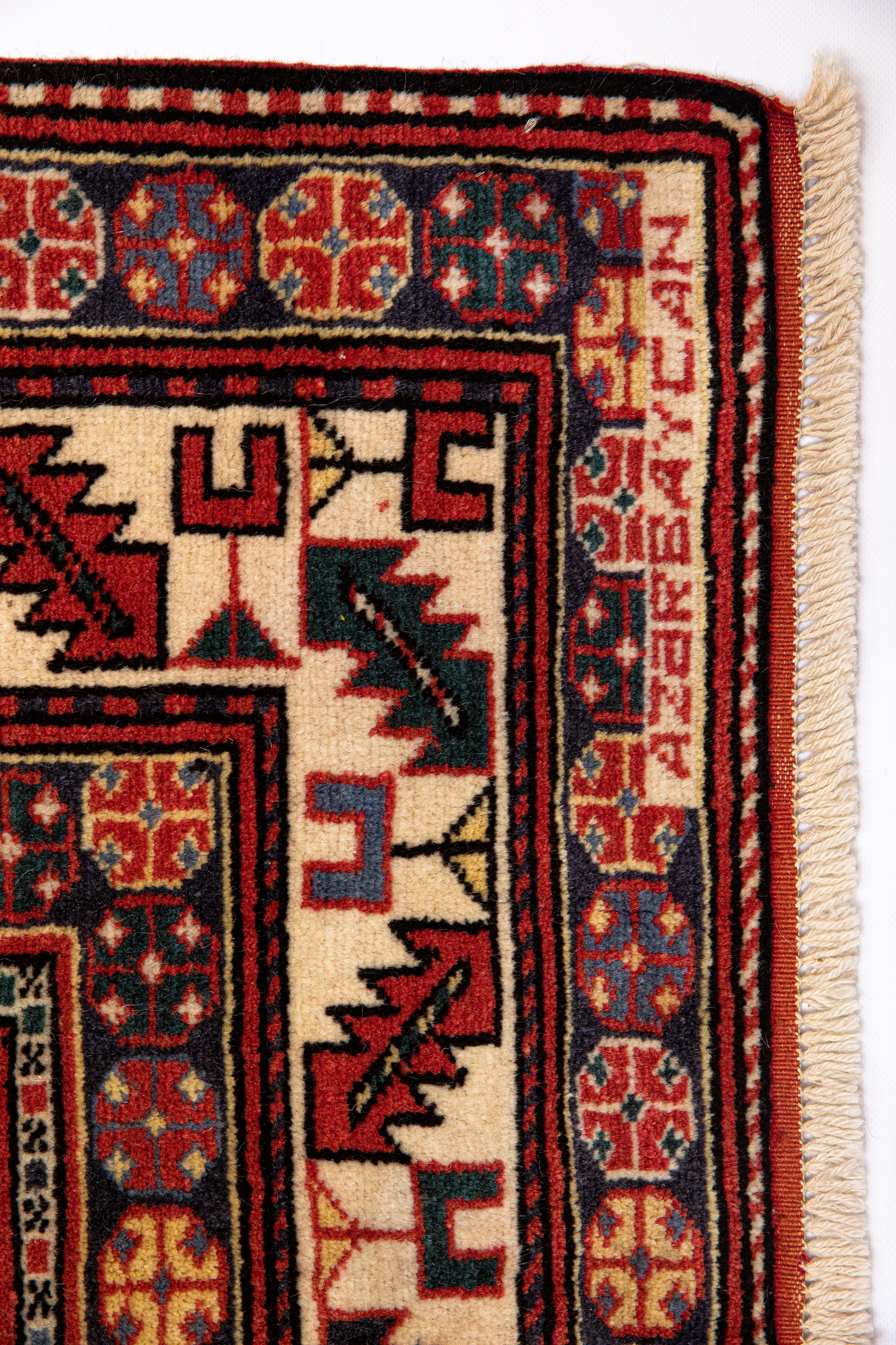 Shirvan Museum Curated, New Handmade Caucasian Carpet In Excellent Condition For Sale In WYNNUM, QLD