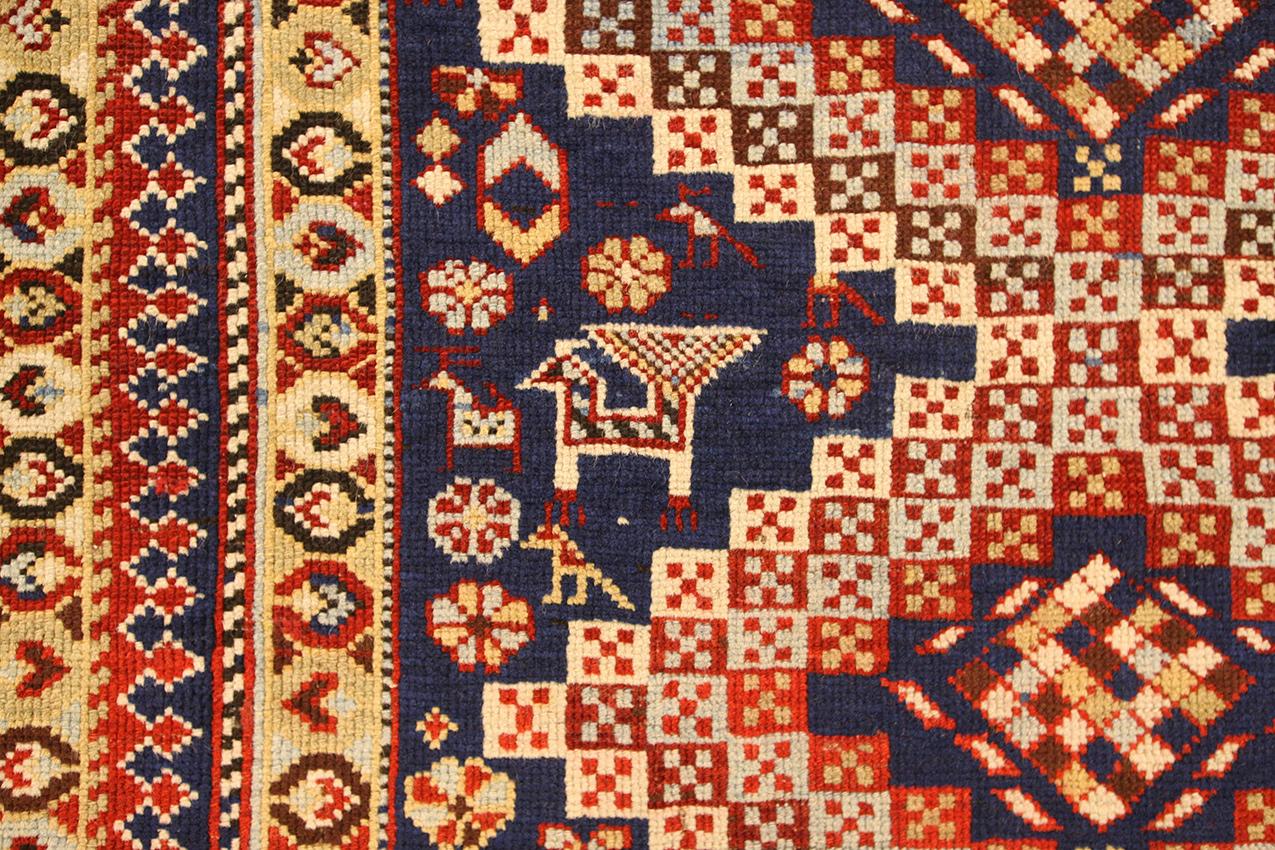 Hand-Knotted Shirvan Rug Antique Caucasian with Geometric Design, 1880-1900 For Sale