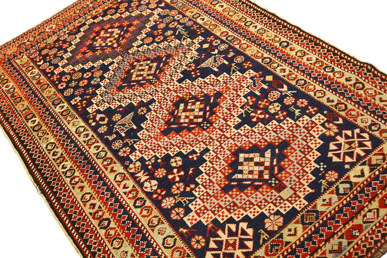 Shirvan-Teppich, antik, kaukasisch, mit geometrischem Design, 1880-1900 (Handgeknüpft) im Angebot