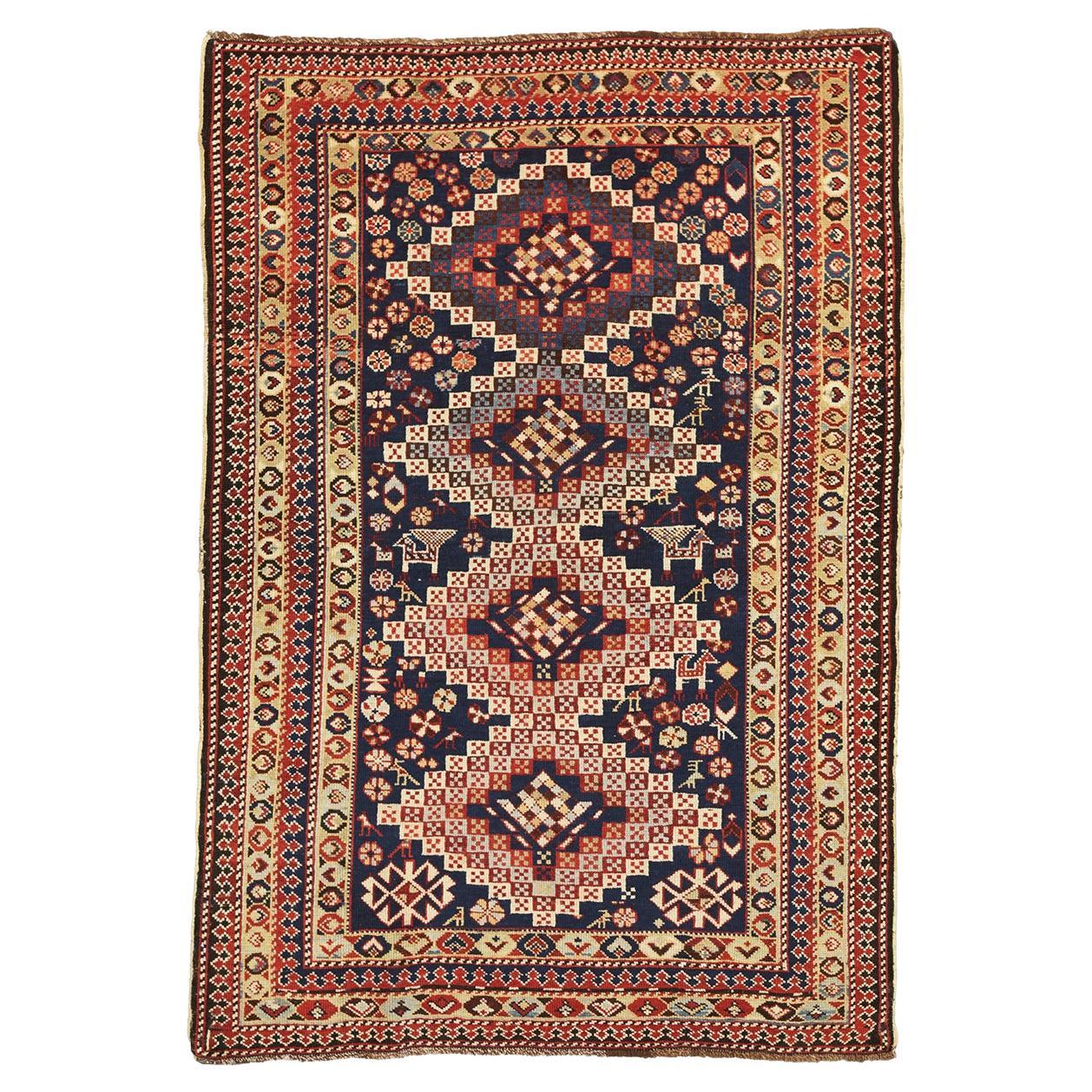 Shirvan-Teppich, antik, kaukasisch, mit geometrischem Design, 1880-1900 im Angebot