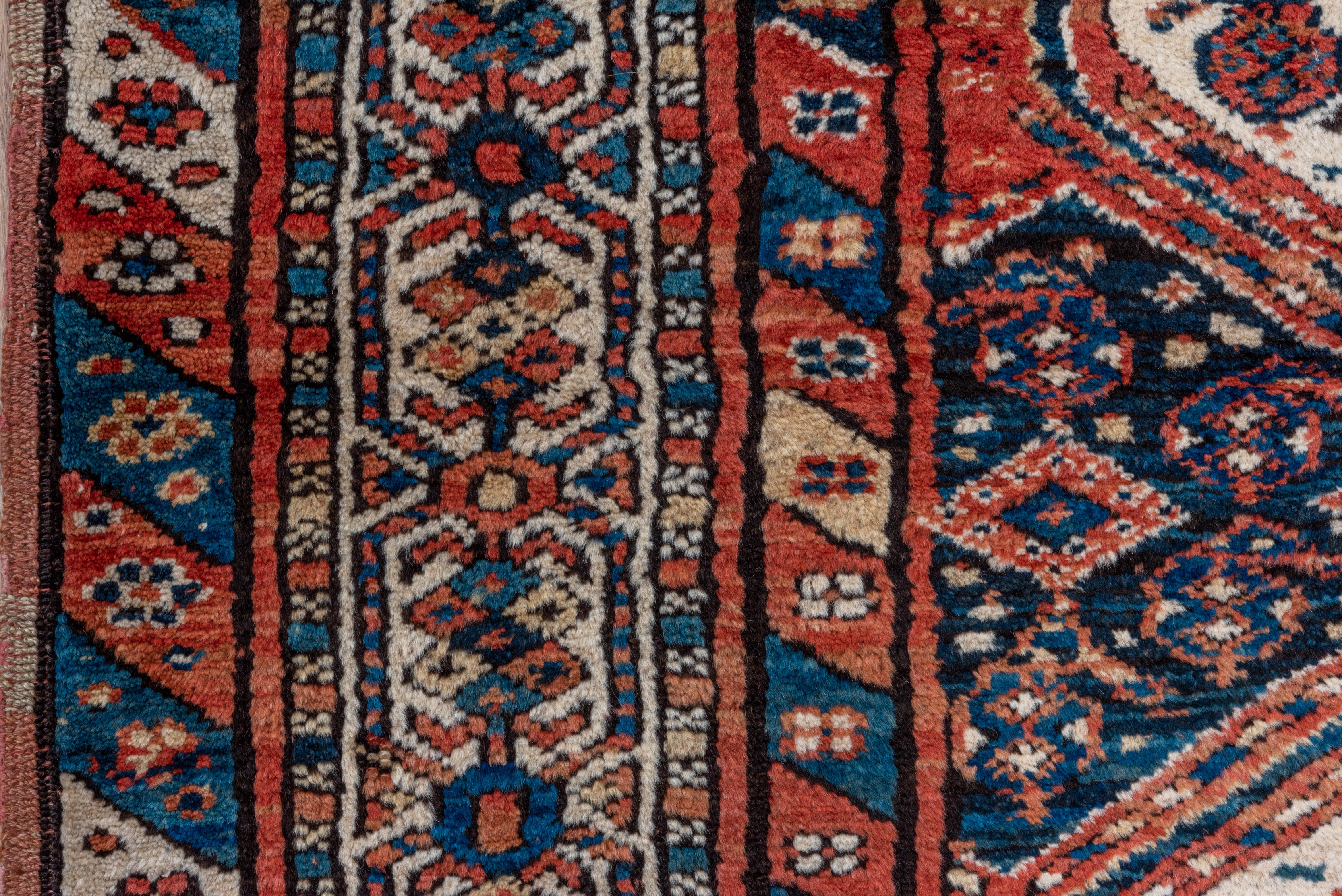 Shirvan Rug – Hexagonal Medallion Pattern in Rich Reds and Blues For Sale 3