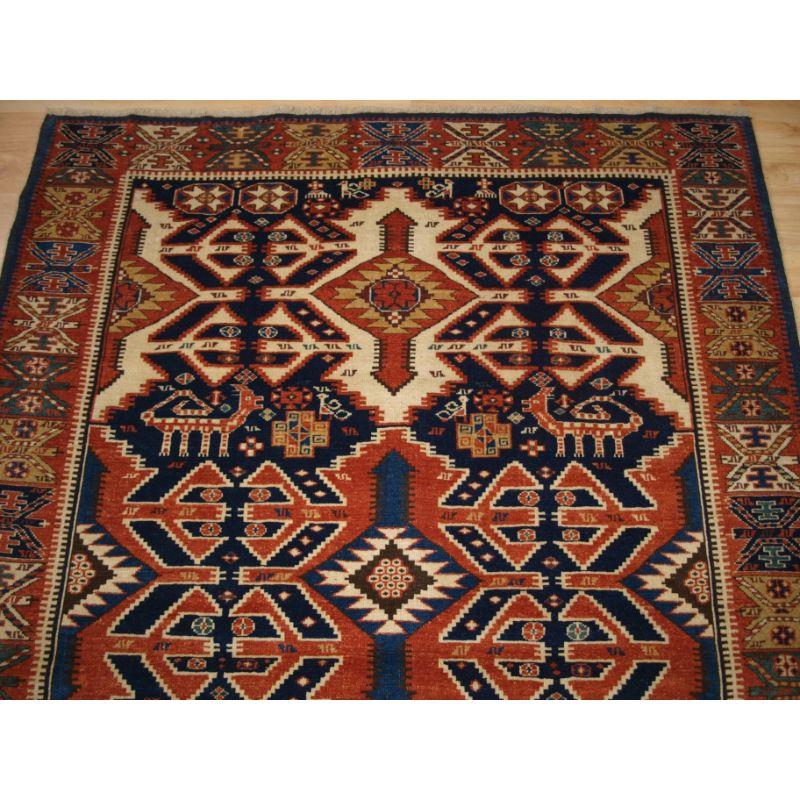 Spun Shirvan Rug, with a Design Inspired by Kilims from the Kuba Region For Sale