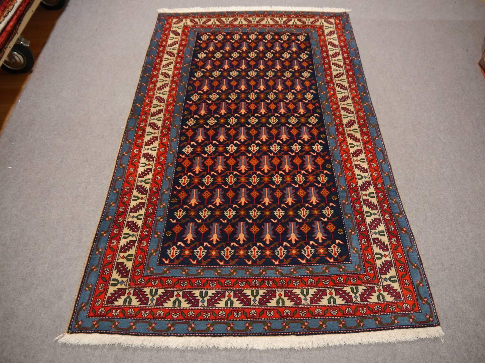 Beautiful semi antique Shirvan vintage rug Azerbeijan 6.9 x 4.1 ft / 204 x 123 cm Bohemian carpet blue beige orange purple midcentury

• Beautiful vintage rug 1950s midcentury
• All handmade
• Pile pure wool
• Traditional design
• Condition: Very