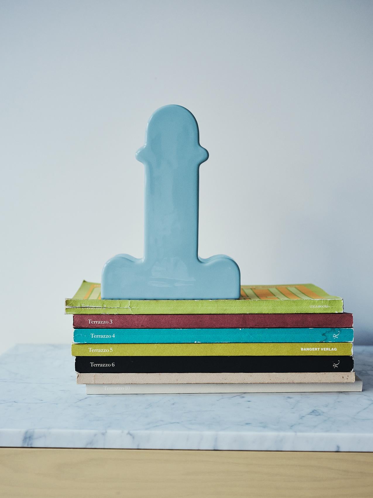Florero Shiva, Azul, de Ettore Sottsass, Cerámica esmaltada, España en venta 5