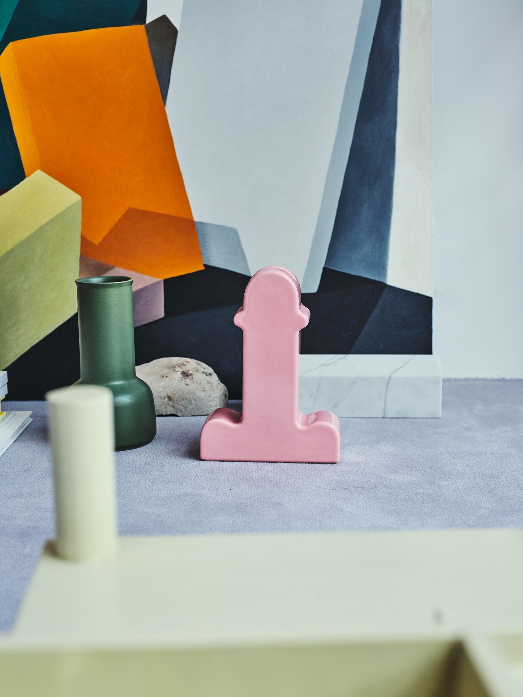 Shiva Flower Vase by Ettore Sottsass, Pink, Glazed Ceramic, Spanish, XXth For Sale 13