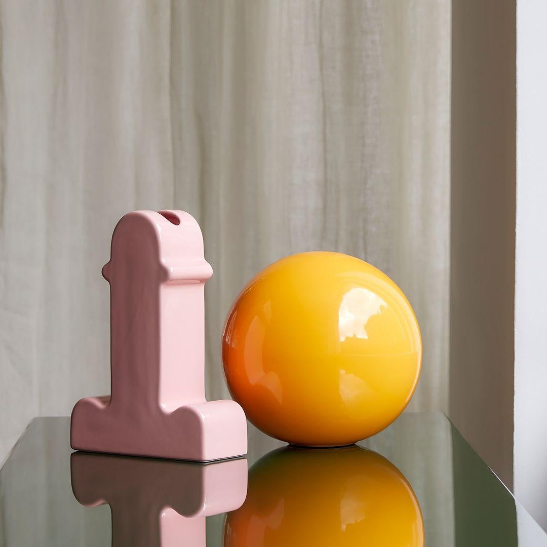 Shiva Flower Vase by Ettore Sottsass, Pink, Glazed Ceramic, Spanish, XXth For Sale 1