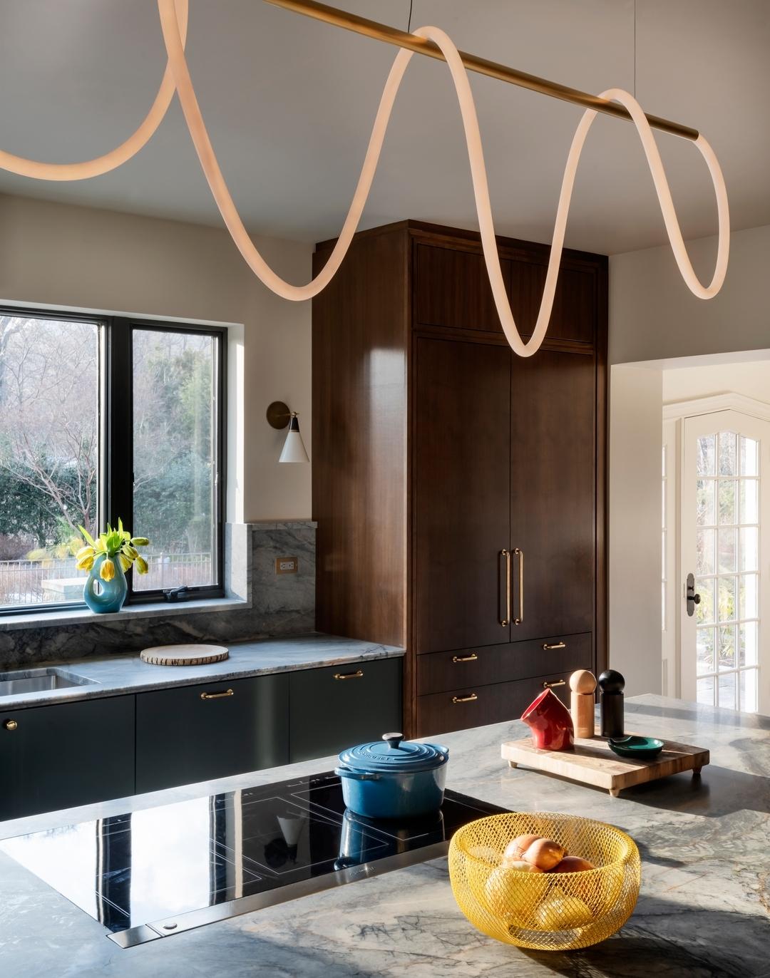 Unique Loop Linear Contemporary Brass Suspension Light by Morghen Studio For Sale 5
