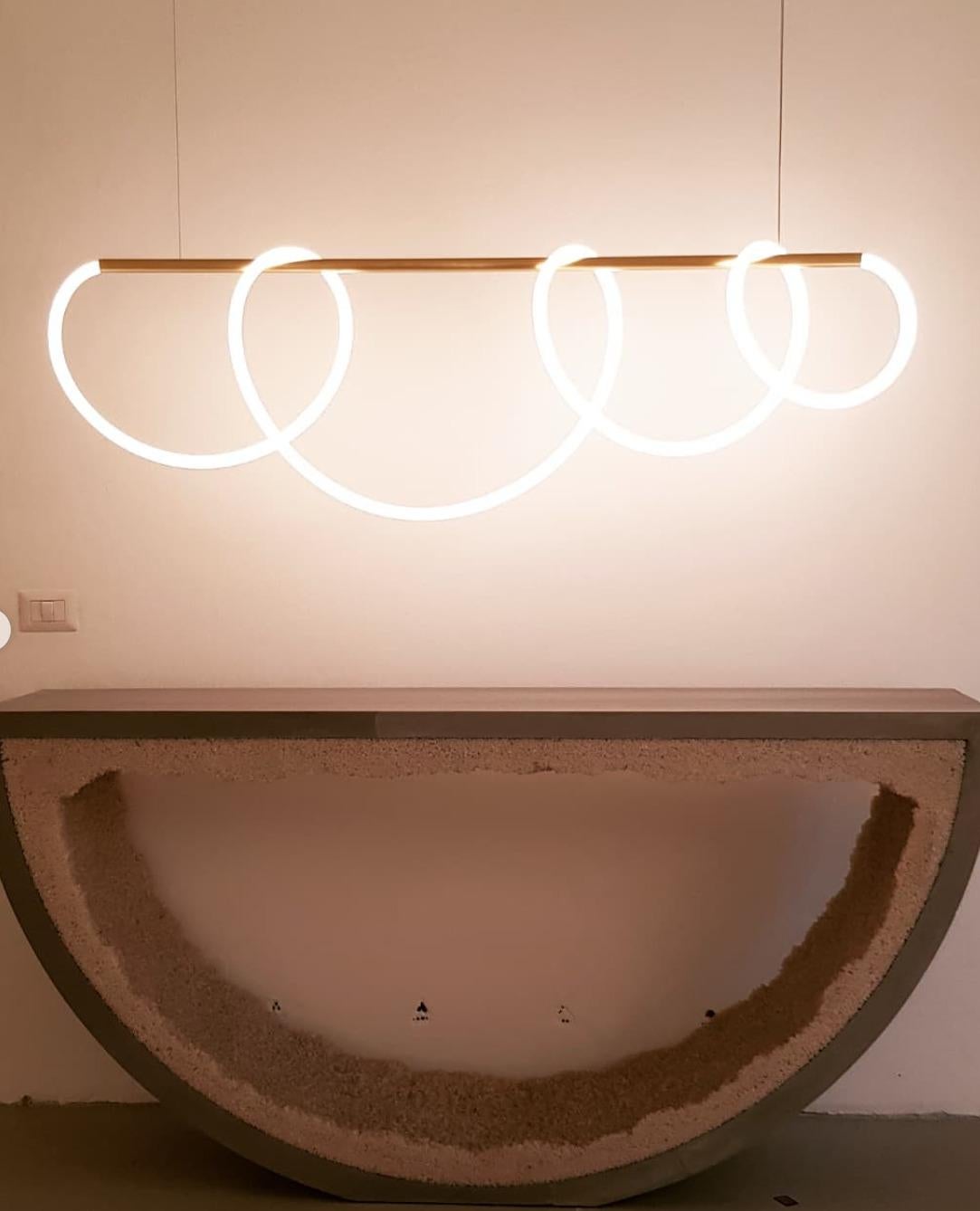 Unique Loop Linear Contemporary Brass Suspension Light by Morghen Studio For Sale 2