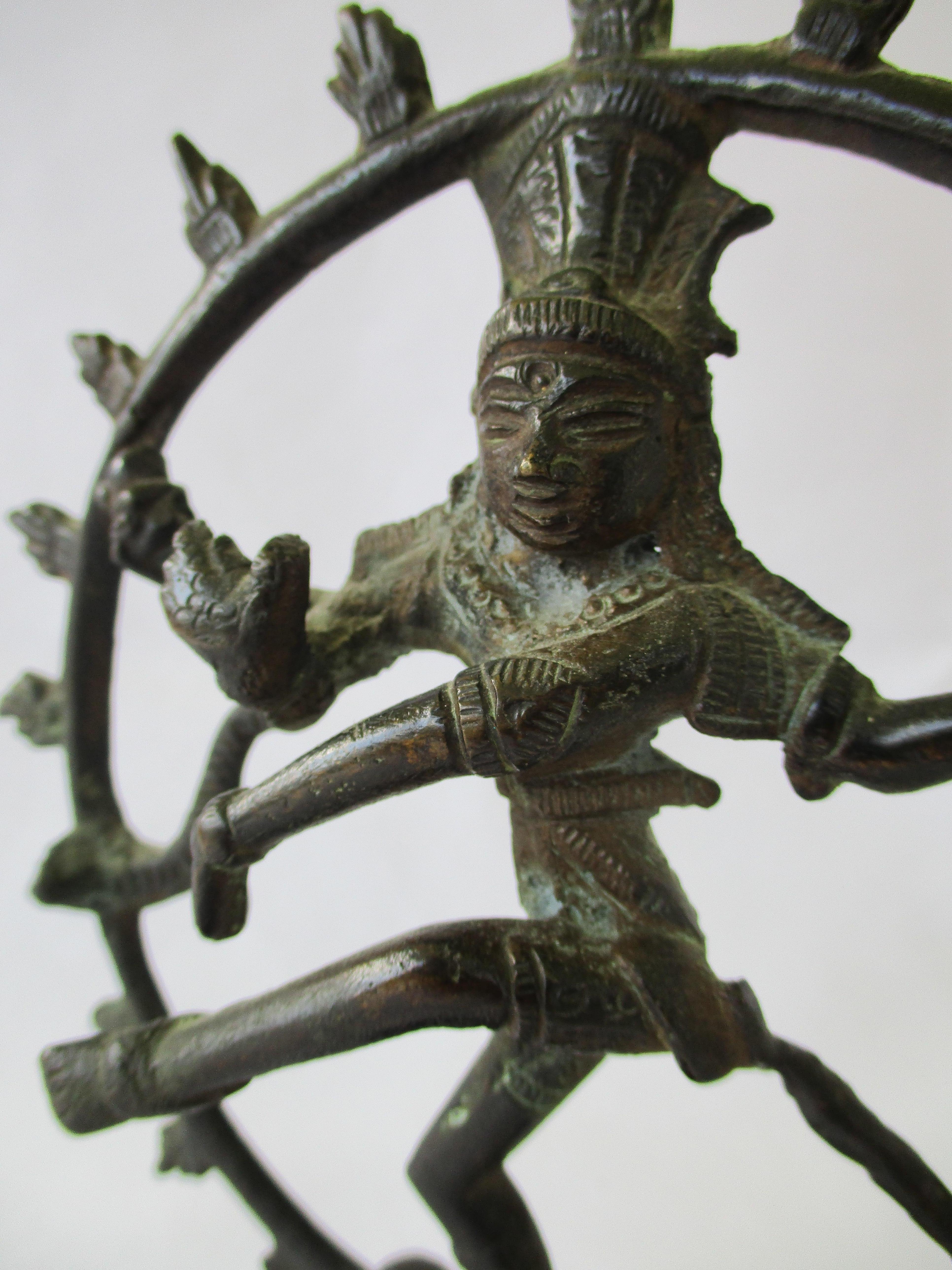 Anglo-Indian Shiva Statue Nataraja Dancing Bronze Sculpture For Sale