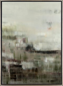 "A Wistful Memory" Abstract Oil Painting with Great Movement in Neutral Tones