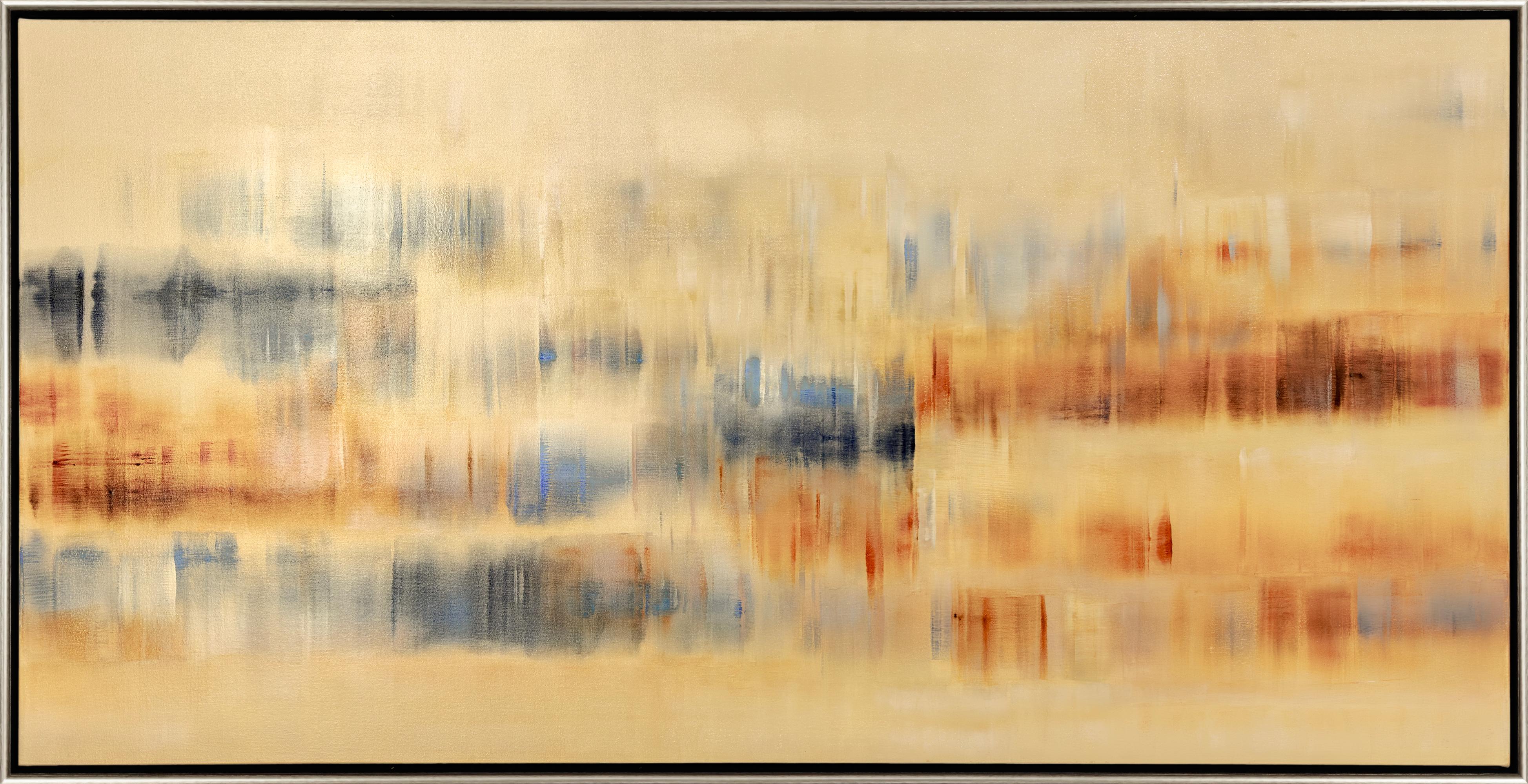 Shivani Dugar Abstract Painting - "Seabreeze" Contemporary Abstract Earth Tones Framed Oil on Canvas Painting