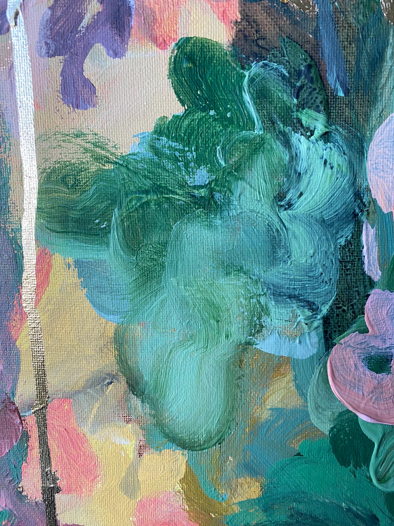 Original Set-Dahlias, Gladiolus in Bloom-Brit Awarded Artist-Abstract Expression For Sale 4